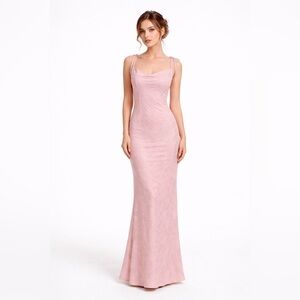 Elegant Pink Lace Maxi Dress